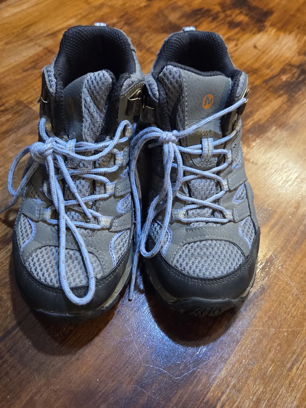 Merrell Moab Mid Waterproof Hiking Boots Big Kid 1.5M Grey Periwinkle Vibram